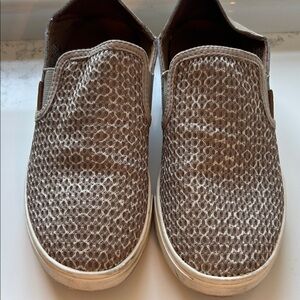 OluKai Women’s Slip-On Loafers in Metallic Taupe